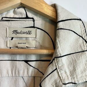 Madewell - Men’s Cotton Easy Fit Camp Shirt - Large - Black and White Abstract